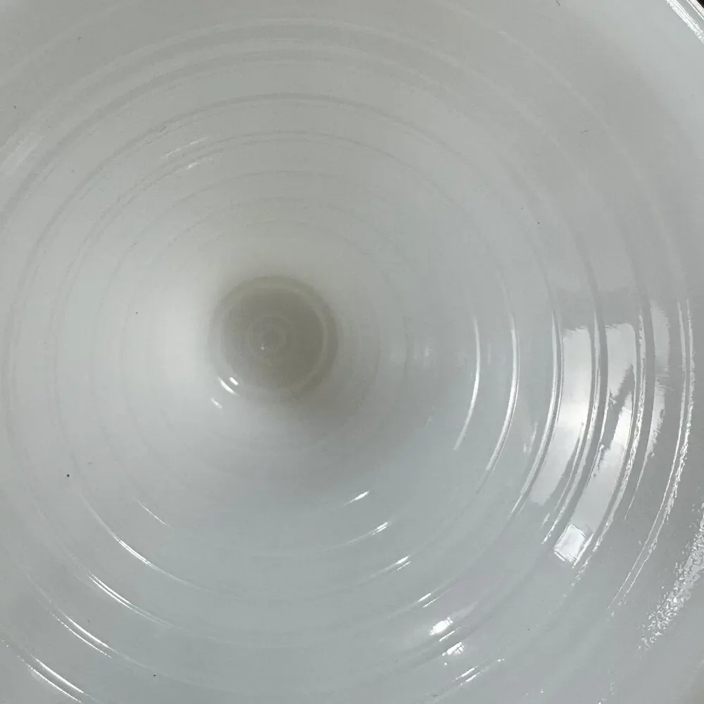 Vintage Milk Glass Pedestal Vase Ribbed Compote Bowl White Mid Century Modern